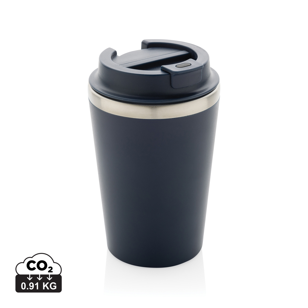 Mug 350ml publicitaire à double paroi en PP recyclé RCS Java Bleu marine